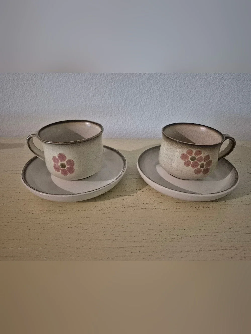 Denby England Gypsey Stoneware 2 Cup & Saucer Sets Vintage 1960s - 1970 EUC